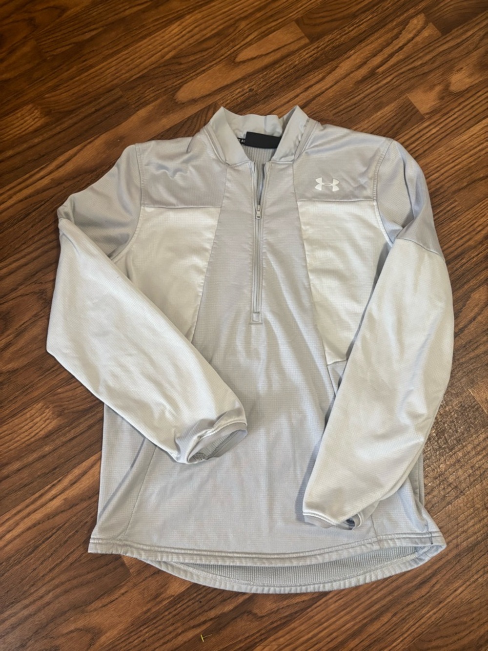Under Armour Silver/Light Gray 1/2 Zip Athletic Pullover Fleece Medium